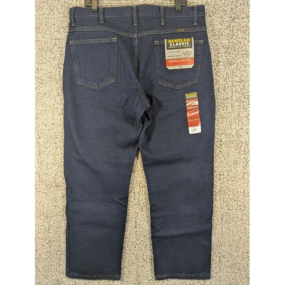 Brand‎ New Men's 38x29 Rustler by Wrangler Classic Regular Fit Strt. Leg Jeans